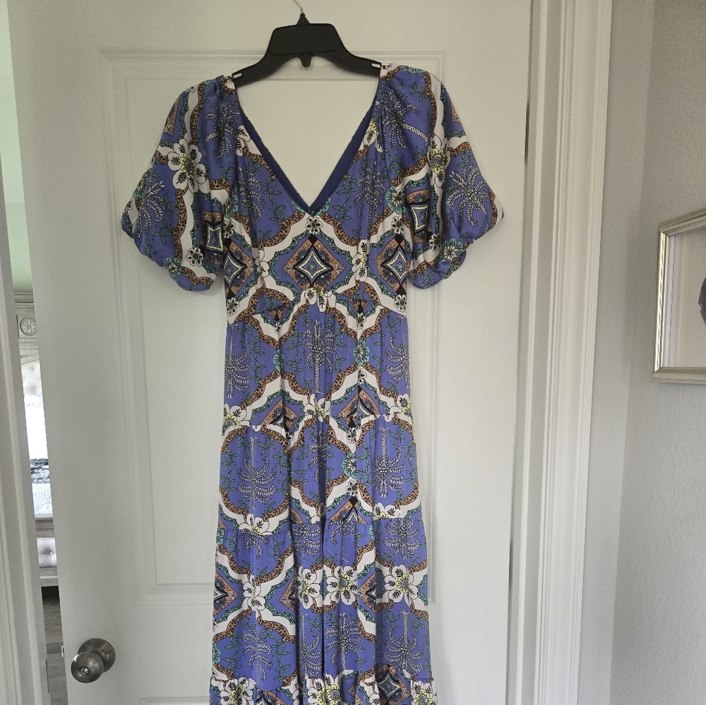 Elegant Purple Patterned Maxi Dress